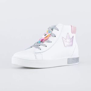 Kotofey girls high top white leather unicorn orthopedic sneakers NEW sz 26/9.5US